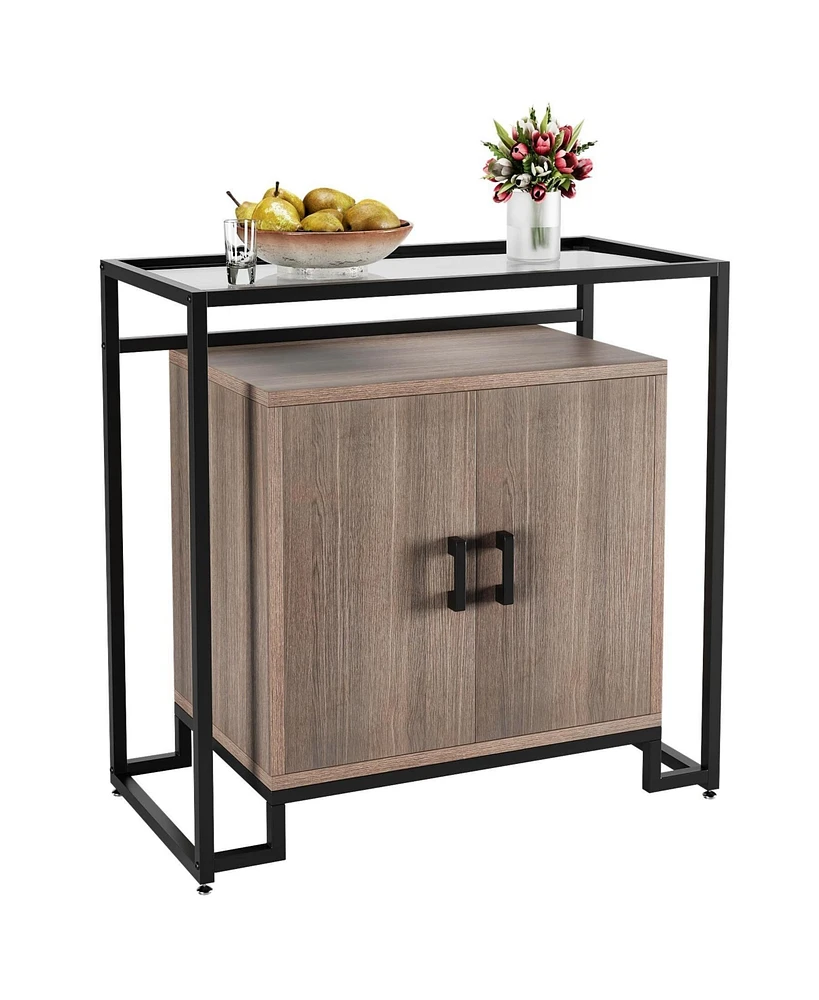 gaomon Modern Farmhouse Buffet Sideboard with Ample Storage Space & Steel Frame for Kitchen