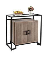 gaomon Modern Farmhouse Buffet Sideboard with Ample Storage Space & Steel Frame for Kitchen