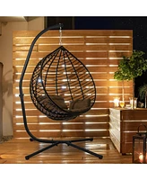 Aoodor Hammock Steel C Stand -Stand for Hanging Hammock Chairs - 300 Pound Capacity, Black