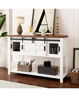 gaomon Entryway Table with Sliding Barn Doors