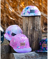 Deux par Girl Printed Cap Old Mauve And Multicolored Butterflies - Toddler|Child