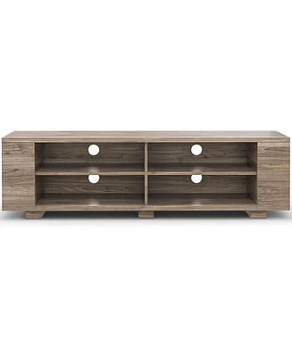 Gouun Wooden Tv Stand with 8 Open Shelves for TVs up to 65 Inch Flat Screen