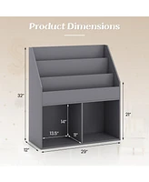 Gouun Kids Wooden Bookshelf Bookcase Children Toy Storage Cabinet Organizer