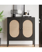 gaomon Rattan Buffet Cabinet, Sideboard Cabinet with Adjustable Shelves