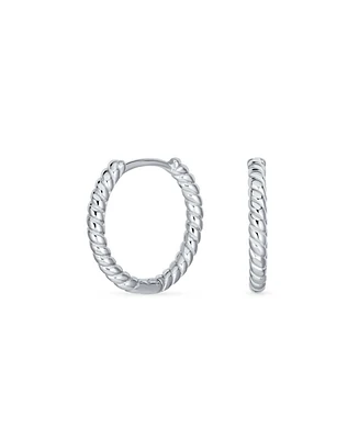 Bling Jewelry Lightweight Dainty Hoop Huggie Earrings Twist Huggies Sterling Silver 0.60 Inches