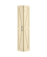 Lovmor Solid Core Natural Wood Pine Bi-fold Door without Hardware Kit