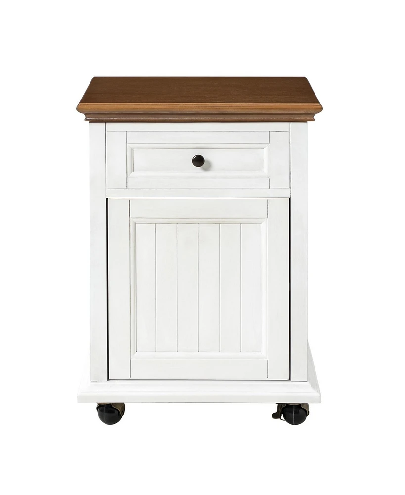 Hulala Home Yeran Traditional End Table with Hooded Caster Wheels and Adjustable Shelves
