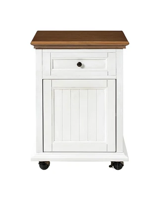 Hulala Home Yeran Traditional End Table with Hooded Caster Wheels and Adjustable Shelves