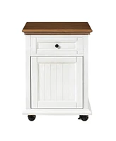 Hulala Home Yeran Traditional End Table with Hooded Caster Wheels and Adjustable Shelves