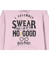 Harry Potter Men's I Solemnly Swear Am Up To No Good Long Sleeve Cradle Pink Hooded Sweatshirt-Medium