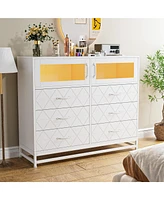 gaomon Dresser for Bedroom with Led Lights and Charging Station