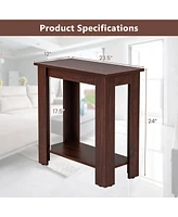 Gymax 2 Pcs 2-Tier End Table Modern Sofa Bedside Compact Nightstand w/ Storage Shelf