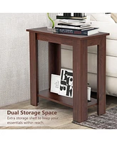 Gymax 2 Pcs 2-Tier End Table Modern Sofa Bedside Compact Nightstand w/ Storage Shelf