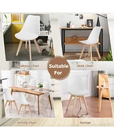 Gymax Set of 4 Mid Century Dining Chairs Modern Dsw Armless Side Chair Wood Legs White