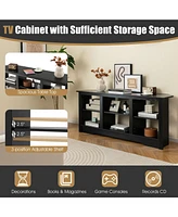 Gouun 58 Inch Tv Stand with 6 Open Storage Shelves for TVs up to 65 Inches