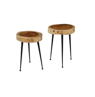 Jofran Global Archive Flat-Pack Wood and Iron Accent Tables (Set of 2)