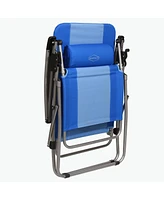 Kamp-Rite Outdoor Folding Reclining Zero Gravity Chair w/ Headrest Pillow, Blue