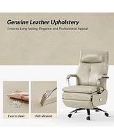 Hulala Home Nina Modern Genuine Leather Power Office Recliner with Built-In Usb Charging Port