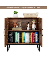 gaomon Rattan Sideboard Buffet Storage Cabinet - 2 Tier Shelves