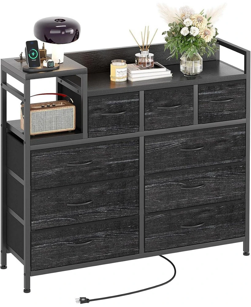 gaomon Dresser for Bedroom with 9 Drawer, Tv Stand with Charging Station