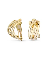 Bling Jewelry Classic Open Criss Cross Twist Wire Celtic Knot Weave Wide Half Hoop Clip On Earrings for Women Non Pierced Ears