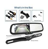 Pyle Car Camera & Rearview Mirror Display Kit, 4.3'' Lcd, Waterproof Backup Camera