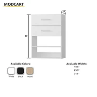 Short Tower Wood Built In Closet Organizer Unit, Wood Closet Organizer Starter Kit, Mounted Closet Systems with 2 Drawers