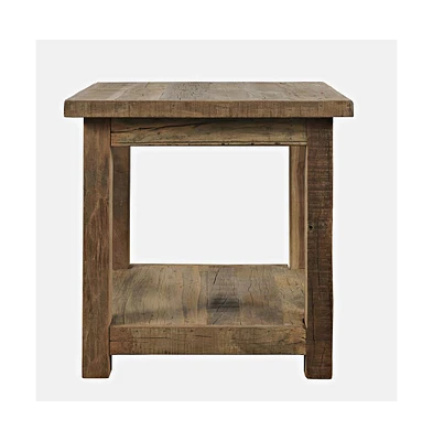 Jofran Reclamation Rustic Solid Wood Square End Table with Storage Shelf