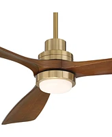 Casa Vieja 66" Delta Xl Modern Indoor Ceiling Fan 3 Blade Led Light Remote Control Soft Brass Finish Brown Walnut Finish Blades Bedroom Living Room Ki