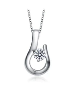 Genevive Sterling Silver Clear Cubic Zirconia With a Hook Pendant Necklace