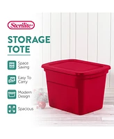 Sterilite 18 Gallon Plastic Stackable Storage Tote Container Bin, Red (16 Pack)