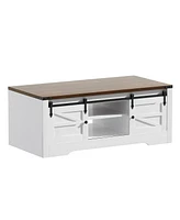 Lovmor 48'' Coffee Table with Sliding Barn Doors and Adjustable Shelves for Living Room