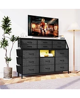 gaomon 55”W Dresser with Led Lights & Power Outlets