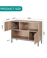 gaomon Entryway Table, Mid Century Modern Sideboard Buffet Cabinet with Fluted Door