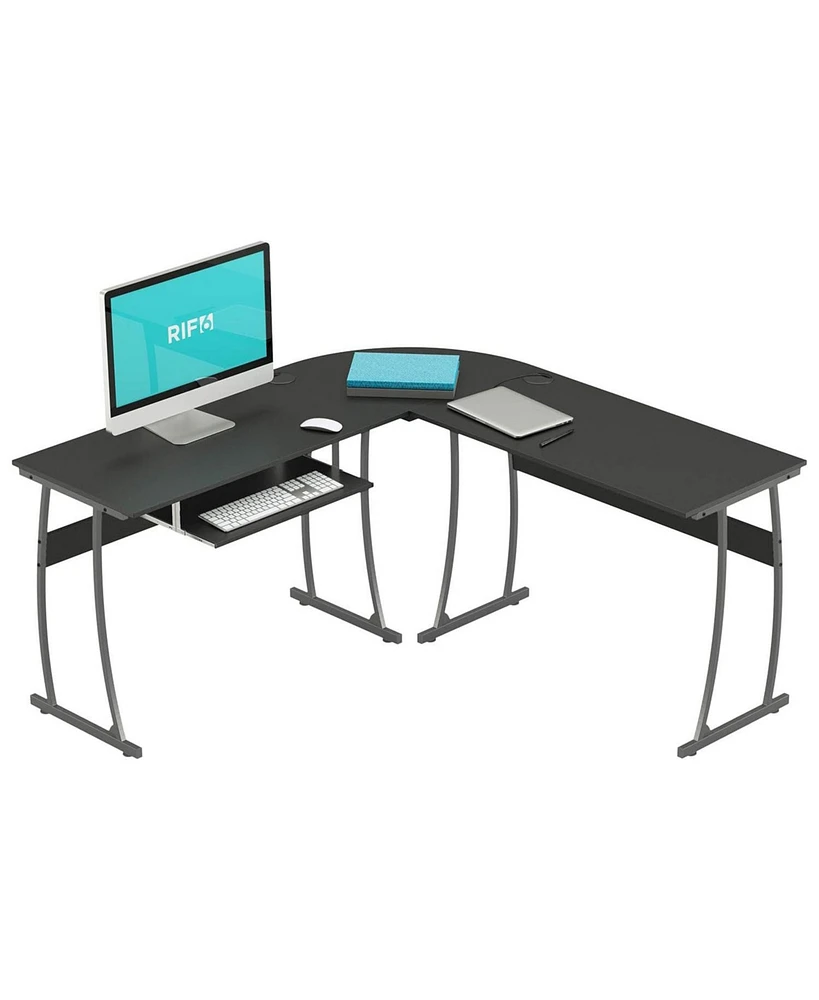 RIF6 L Shaped Modern Computer Office Desk w/ Keyboard Tray, Easy Assembly