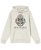 Harry Potter Minimal Hogwarts Crest Long Sleeve Natural Adult Hooded Sweatshirt-xl