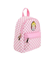 Super Mario Bros Princess Peach 10.6" Pink & White Checkered Mini Backpack
