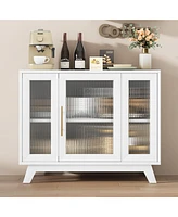 gaomon Buffet Storage Cabinet with Fluted Glass Door