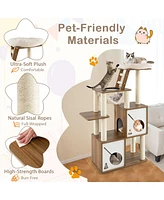Gymax 57'' Cat Tree Tower Multi-Level Activity Center w/ Scratching Posts Perch Ladder