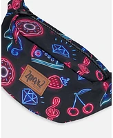 Deux par Deux Girl Printed Fanny Pack Black And Blue And Pink Items - Toddler|Child