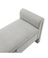 The Pop Home Modern Teddy Bed End Bench with Storage and Arms, Upholstered Foot Rest Stool, Comfy Vanity Bench-The Pop Home