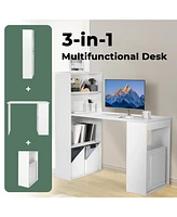 Gouun Computer Desk Writing Workstation Office with 6-Tier Storage Shelves