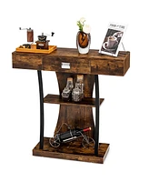 Gouun Console Table with Drawer and 2-Tier Shelves for Entryway Living Room