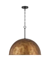 Possini Euro Design Julian 24" Rustic Industrial Pendant Ceiling Light Fixture Dining Room Over Table Kitchen Island Foyer Dome Hanging 4-Light Brown