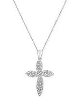 Diamond Swirl Cross 18" Pendant Necklace (1/4 ct. t.w.) in Sterling Silver