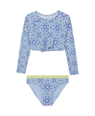 Roxy Big Girls Fresco Tile Crop Rashguard, 2-Piece Set