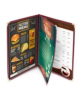 WeChef 60 Pack Menu Covers 8.5x11" 6 Views Book Style Cafe Restaurant Burgundy