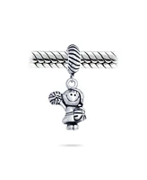 Bling Jewelry Cheerleader Soccer Player Dangle Charm Bead Sterling Silver for European Bracelet