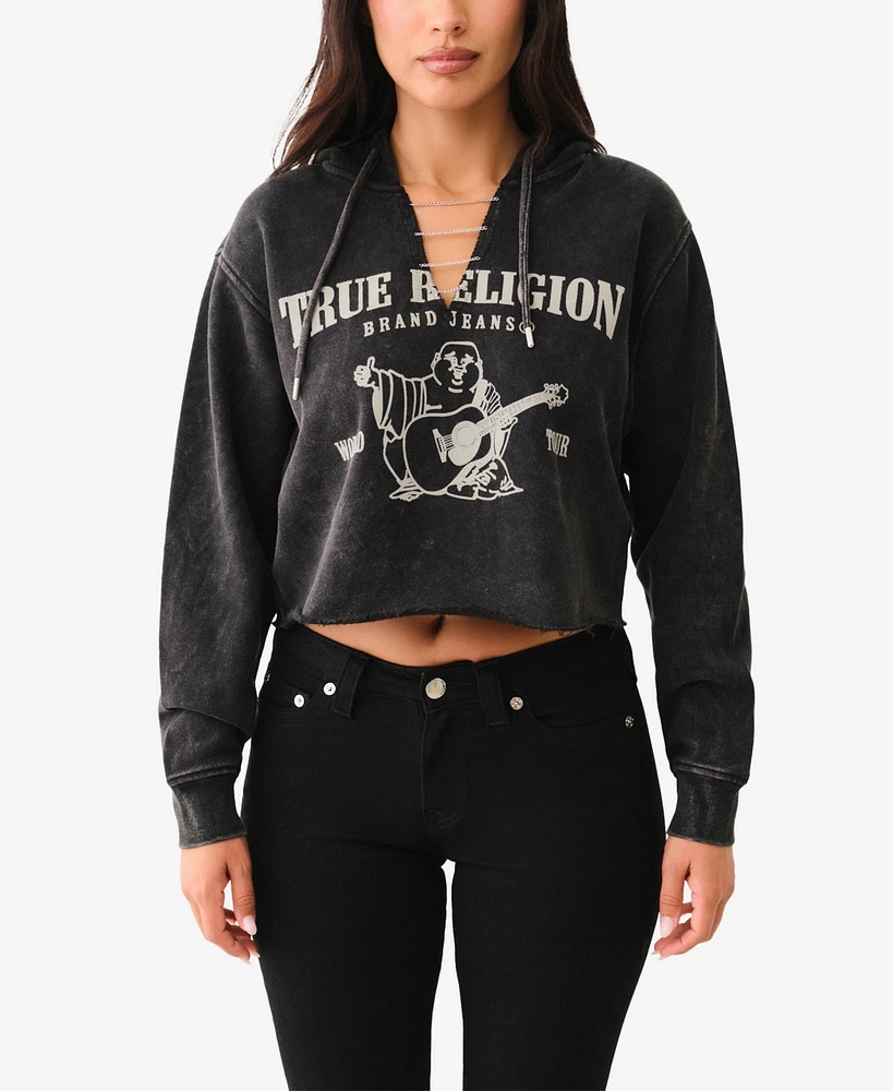 True Religion Women's Buddha Pullover Chain Hoodie