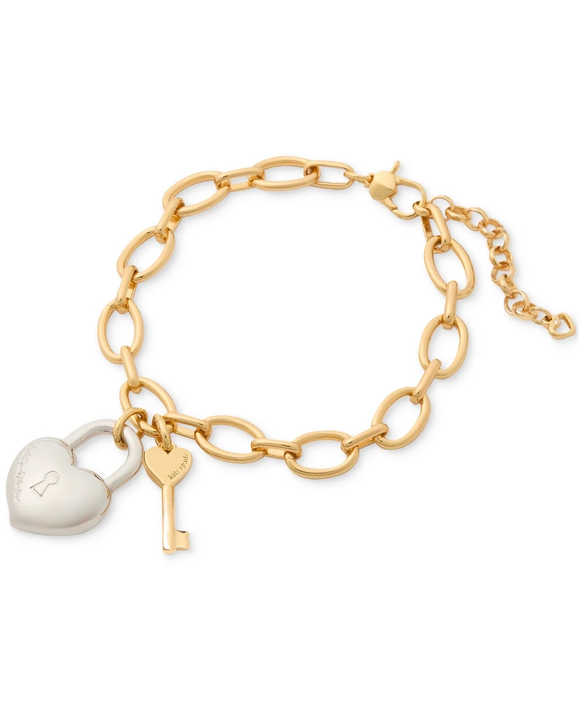 Kate Spade New York Two-Tone Heart Lock & Key Charm Bracelet